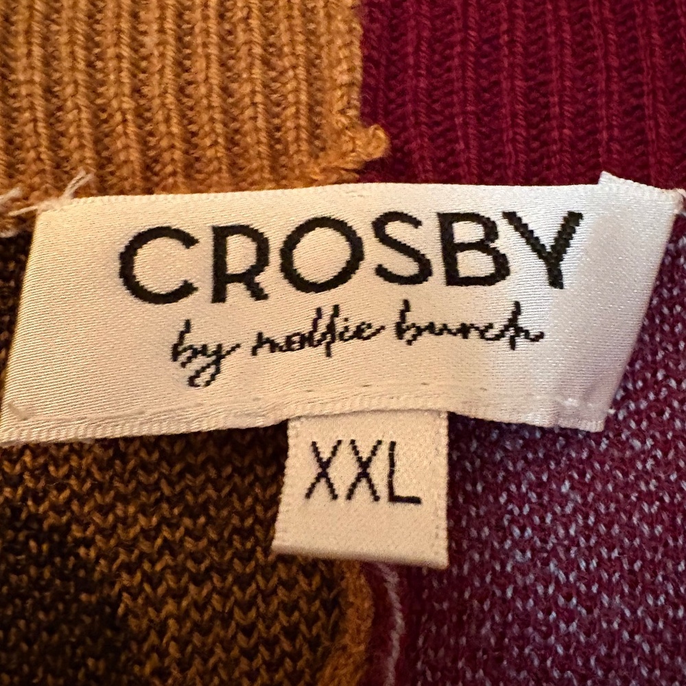 Jovie Cashmere Blend Intarsia Knit Color Block Leopard V-Neck Long Sleeve Button - Picture 6 of 6